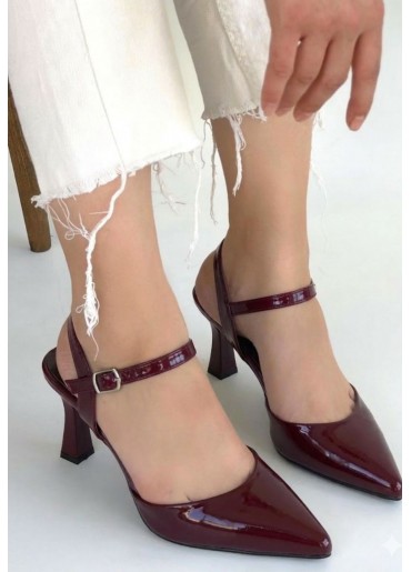 Suden Bordo Rugan Topuklu Ayakkabı