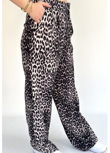 Gijja Leopar Beli Lastikli Bol Paça Pantolon