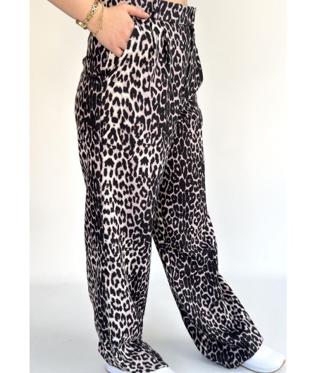 Gijja Leopar Beli Lastikli Bol Paça Pantolon