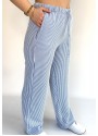 Gijja Mavi Çizgili Beli Lastikli Bol Paça Pantolon