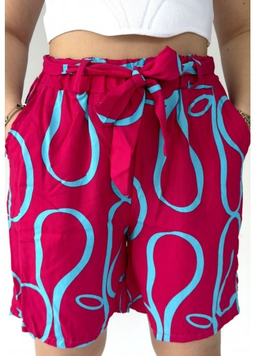 Şony Fuşya Lastikli Bağlamalı Şort