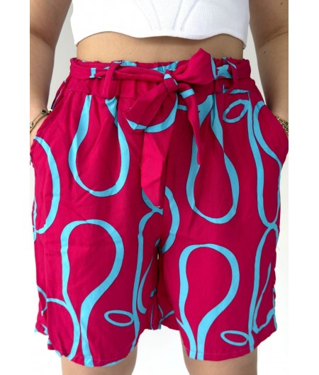 Şony Fuşya Lastikli Bağlamalı Şort