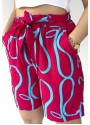 Şony Fuşya Lastikli Bağlamalı Şort