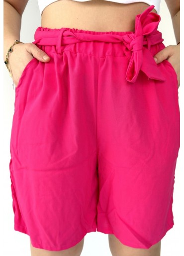 Şony Pembe Lastikli Bağlamalı Şort