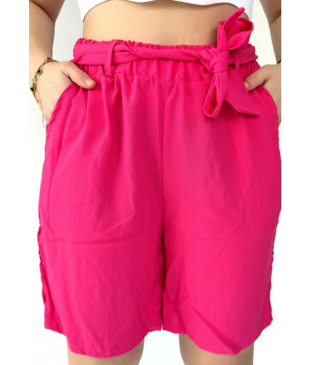 Şony Pembe Lastikli Bağlamalı Şort