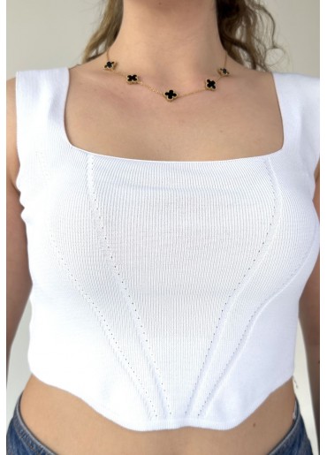 Roty Beyaz Kalın Askılı Crop