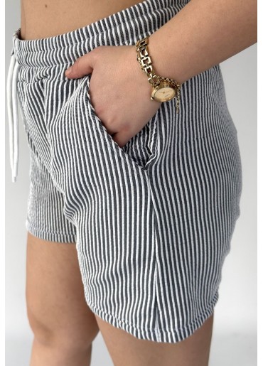 Murta Gri Çizgili Şort