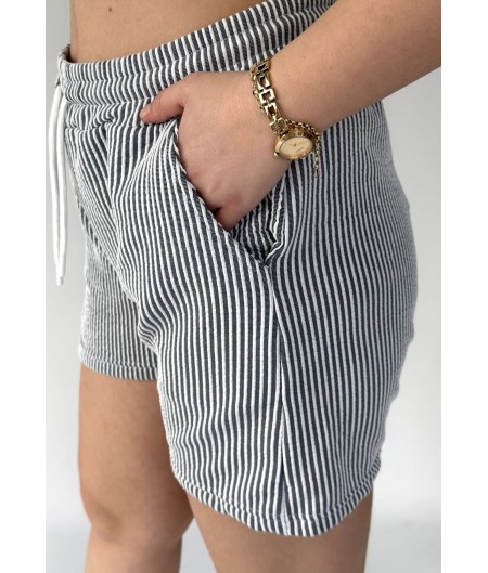 Murta Gri Çizgili Şort