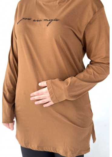 Hetta Kahverengi Uzun Kollu Tişört