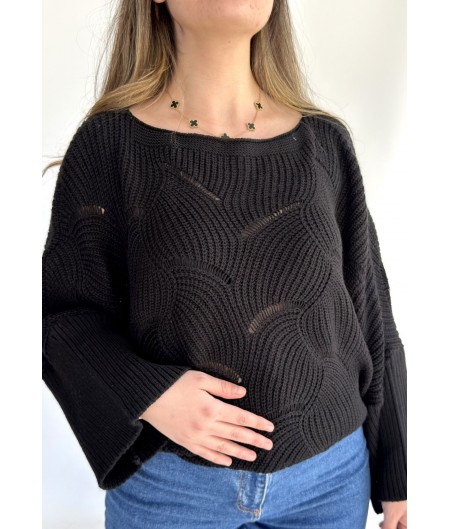 Mawer Siyah Örgülü Kazak