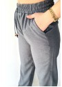 Tijja Gri Lastikli Bol Paça Pantolon