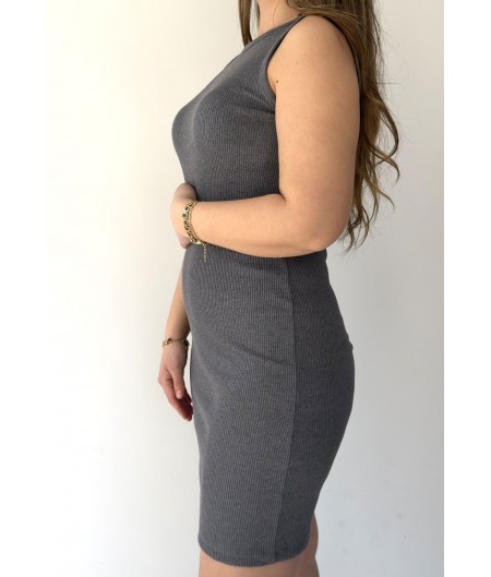 Leonne Gri Diz Üstü Elbise