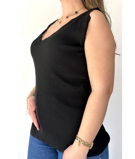 Tahen Siyah Kalın Askılı Tişört