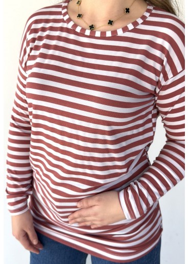 Hece Lila Beyaz Kollu Tişort