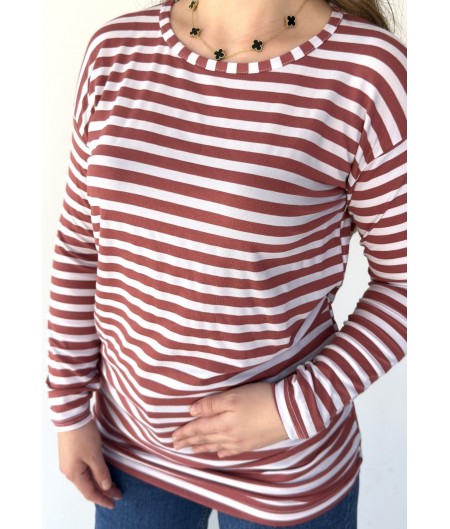 Hece Lila Beyaz Kollu Tişort