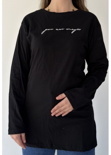 Hetta Siyah Uzun Kollu Tişört