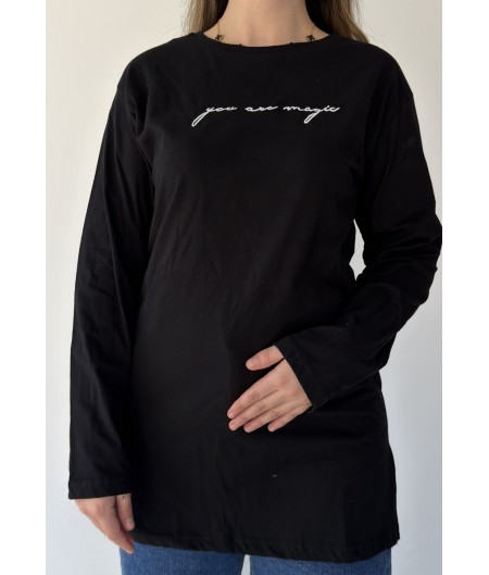 Hetta Siyah Uzun Kollu Tişört