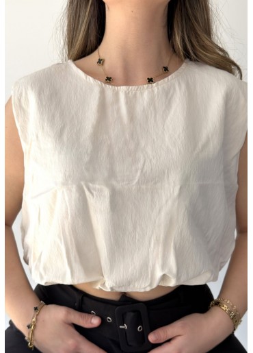 Çtry Bej Beli Lastikli Tişört