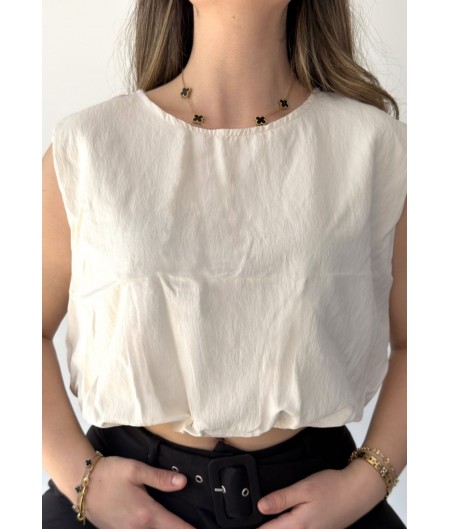 Çtry Bej Beli Lastikli Tişört