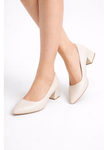 Desniy Bej Cilt Topuklu Ayakkabı