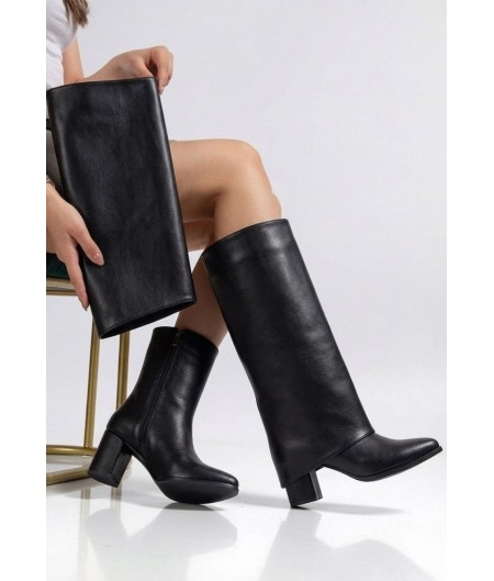 Wila Siyah Cilt Topuklu Tak Çıkar Çizme