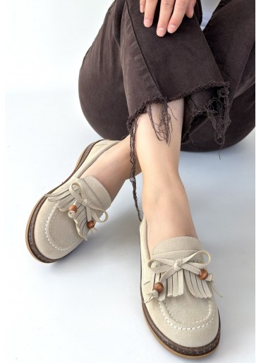 Boriy Bej Deri Tozu Süet Babet Ayakkabı