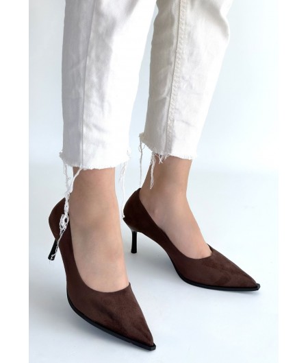 Gute Kahverengi Süet Topuklu Ayakkabı