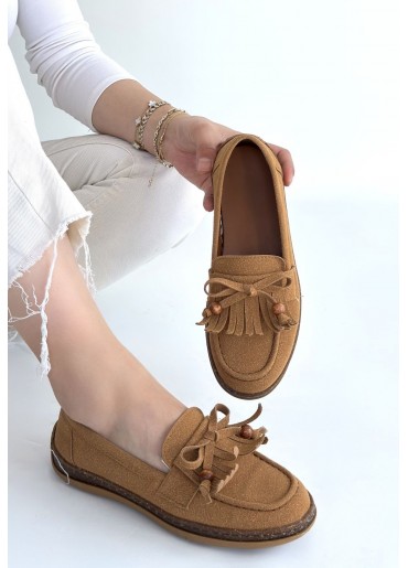 Boriy Taba Deri Tozu Süet Babet Ayakkabı