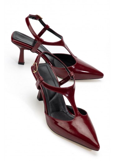 Tula Bordo Rugan Topuklu Ayakkabı