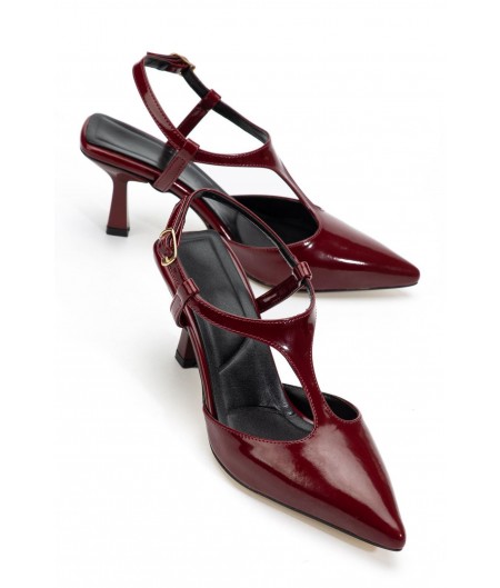 Tula Bordo Rugan Topuklu Ayakkabı