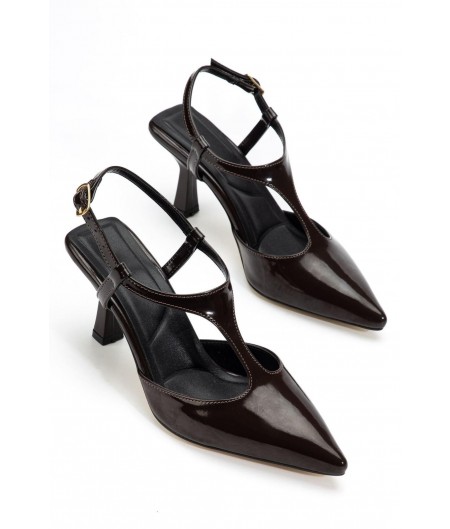 Tula Kahverengi Rugan Topuklu Ayakkabı