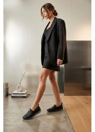 Rinna Siyah Deri Spor Ayakkabı