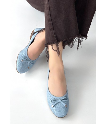 Jnues Mavi Deri Babet Ayakkabı Jnues Mavi Deri Babet Ayakkabı