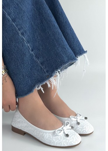 Jnues Beyaz Deri Babet Ayakkabı