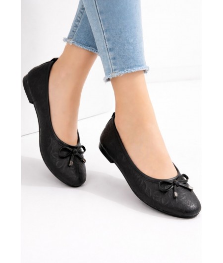 Jnues Siyah Deri Babet Ayakkabı Jnues Siyah Deri Babet Ayakkabı