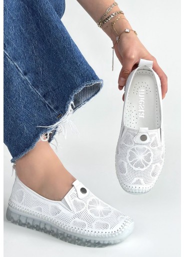 Rinna Beyaz Deri Spor Ayakkabı