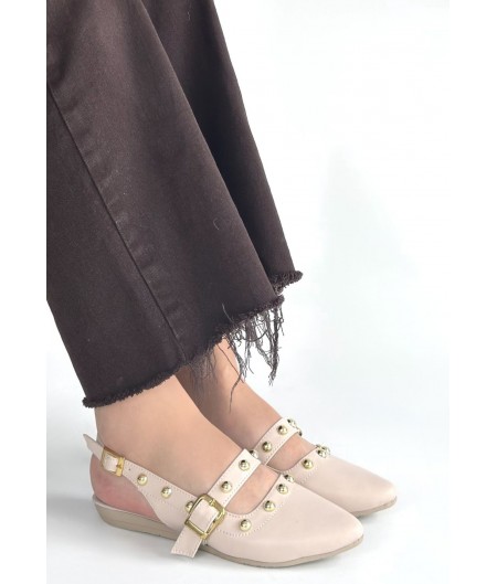 Jorwi Bej Cilt Babet Ayakkabı Jorwi Bej Cilt Babet Ayakkabı