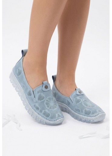 Rinna Mavi Deri Spor Ayakkabı