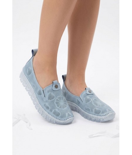 Rinna Mavi Deri Spor Ayakkabı