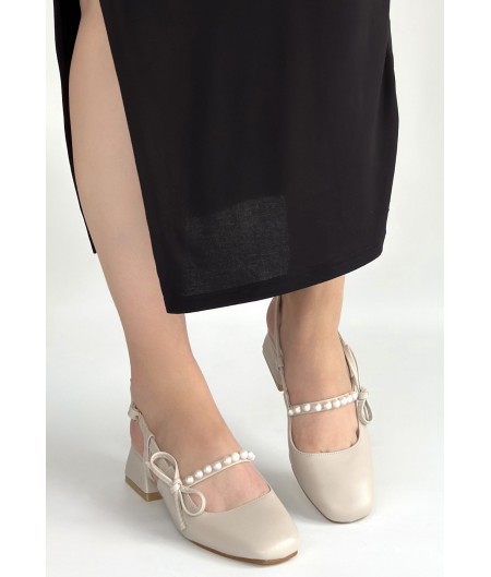 Ceyda Bej Cilt Topuklu Ayakkabı