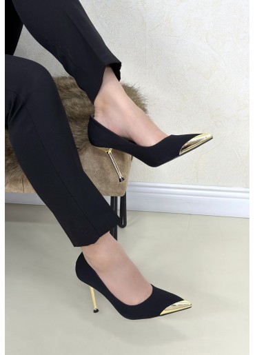 Alis Siyah Saten Stiletto ayakkabı