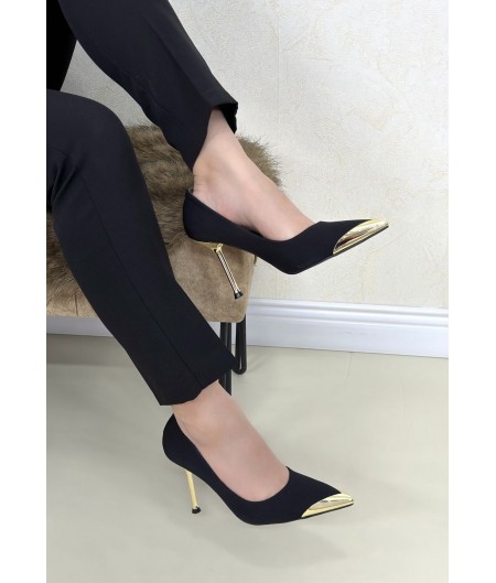 Alis Siyah Saten Stiletto ayakkabı