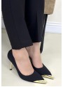 Alis Siyah Saten Stiletto ayakkabı