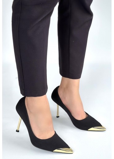 Alis Siyah Saten Stiletto ayakkabı