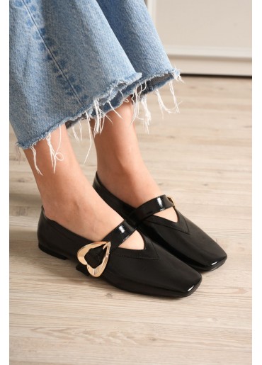 Signa Siyah Cilt Babet Ayakkabı