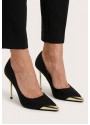 Alis Siyah Saten Stiletto ayakkabı