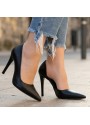 Pley Siyah Cilt Stiletto Ayakkabı