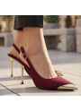 Puen Bordo Saten Stiletto Ayakkabı