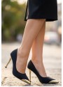 Norji Siyah Saten Stiletto Ayakkabı