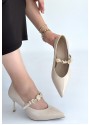 Conne Bej Cilt Stiletto Ayakkabı